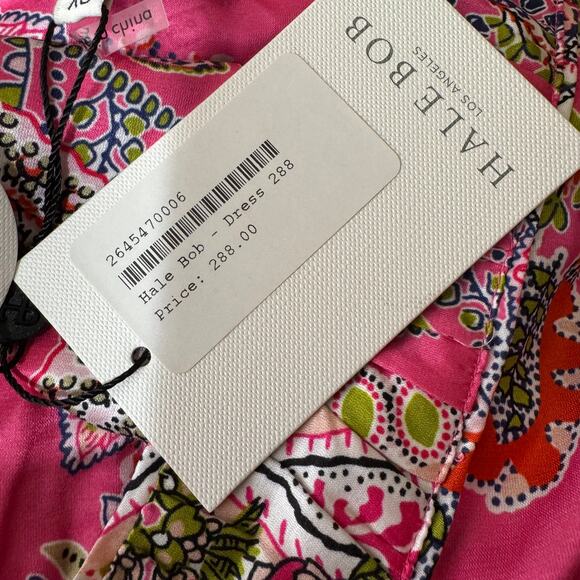 Hale Bob Pink SIlk Floral Paisley Ruffle Double Breasted Romper Size XS NWT - Picture 10 of 10